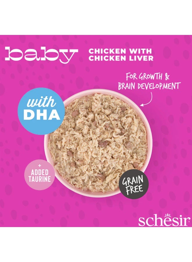 Schesir Baby Complete Kitten Food – Chicken with Chicken Liver – Grain Free Wet Food – With DHA & Taurine – 3 × 70 g - Image 3
